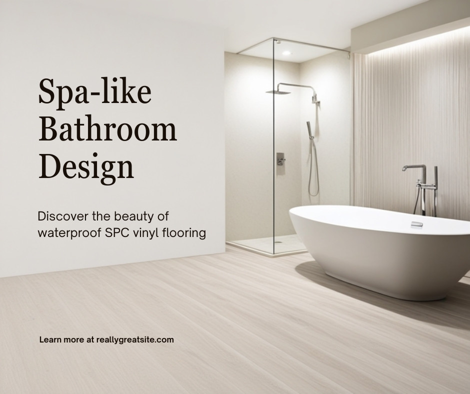 Waterproof SPC flooring in a modern spa-like bathroom